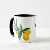 Lemon Leaf Watercolor Black Design | Fresh Citrus  Mok (Voorkant links)