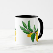 Lemon Leaf Watercolor Black Design | Fresh Citrus  Mok (Voorkant rechts)