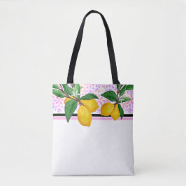 Lemon Leaf Watercolor Tote | Pink Amalfi Citrus Tote Bag