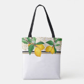 Lemon Leaf Watercolor Tote | Taupe Amalfi Citrus Tote Bag (Achterkant)