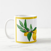Lemon Leaf Watercolor Yellow Line Design | Citrus Koffiemok (Links)