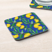 Lemon Leaf Yellow Green Blue Pattern Drink  Bier Onderzetter (Linkerzijde)