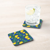 Lemon Leaf Yellow Green Blue Pattern Drink Bier Onderzetter (Rechterzijde)