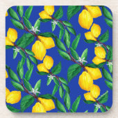 Lemon Leaf Yellow Green Blue Pattern Drink  Bier Onderzetter (Voorkant)