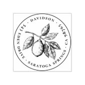 Lemon Leaves Rustic Botanical Round Return-adres Rubberstempel (Afrduk)