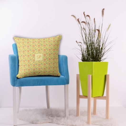 Lemon leaves white yellow orange Pattern  Kussen