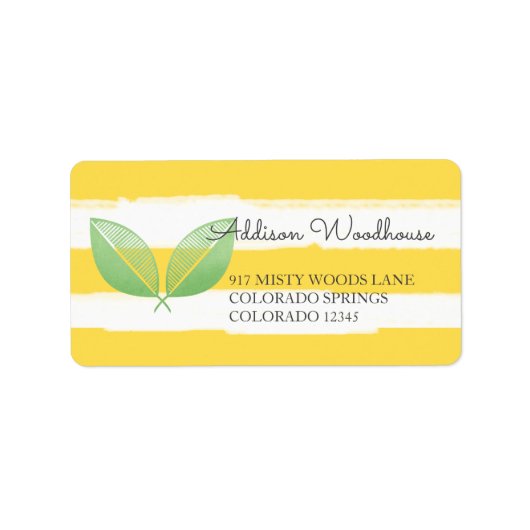 Lemon Leaves Yellow & Green | Gepersonaliseerd Etiket (Voorkant)