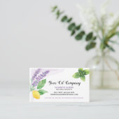 Lemon, ledemon en essentiële oliën visitekaartje (Staand voorkant)