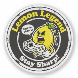 "Lemon Legend" Gaming Eetwaar Woordspeling Vintage Sticker