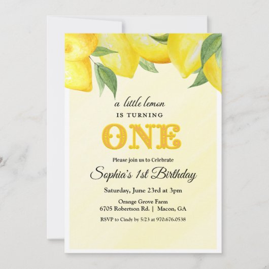 Lemon Lemonade Eerste Uitnodiging (Voorkant)