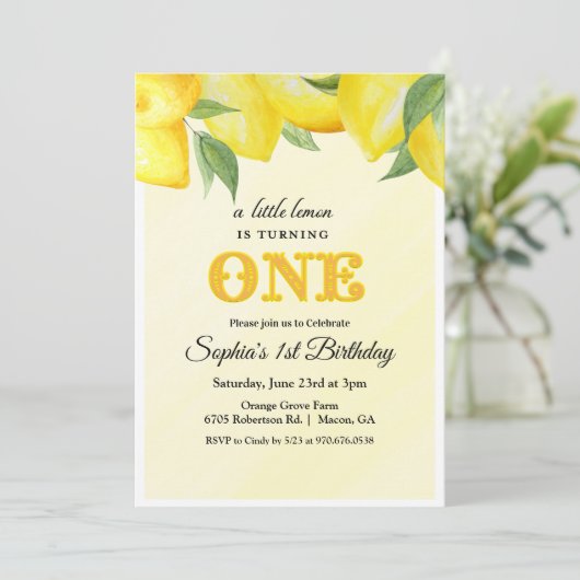 Lemon Lemonade Eerste Uitnodiging (Staand voorkant)