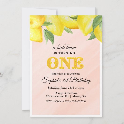 Lemon Lemonade Eerste Uitnodiging (Voorkant)