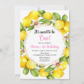 Lemon Lemonade meisje 1e verjaardag uitnodiging (Voorkant)