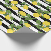 Lemon Lemons Geel zwart Stripes Cadeaupapier (Hoek)