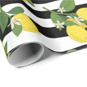 Lemon Lemons Geel zwart Stripes Cadeaupapier (Rol Hoek)