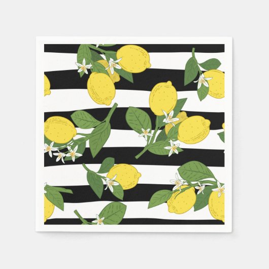 Lemon Lemons Yellow Black Stripes Servet (Voorkant)