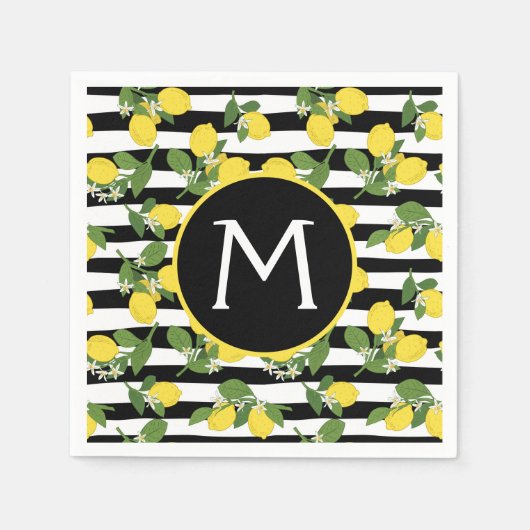 Lemon Lemons Yellow Black Stripes Servet (Voorkant)