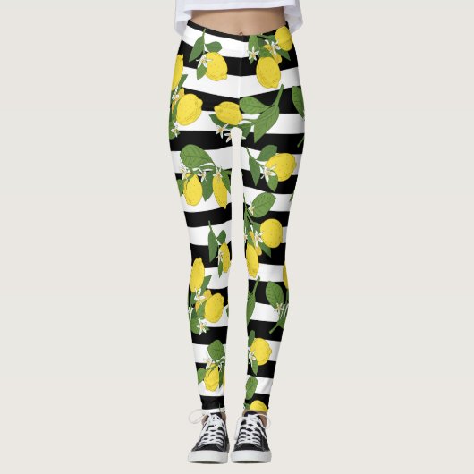 Lemon Lemons Yellow Leggings Yoga Pants (Voorkant)
