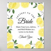 Lemon "Letters to the Bride" Bridal Shower sign Poster (Voorkant)