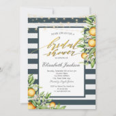 Lemon Lijst Navy Blue Striped Vrijgezellenfeest Kaart (Voorkant)