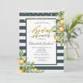 Lemon Lijst Navy Blue Striped Vrijgezellenfeest Kaart (Staand voorkant)