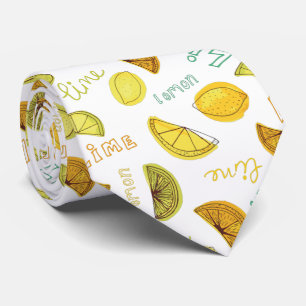 Lemon & Lime Citrus Fruit Pattern Stropdas
