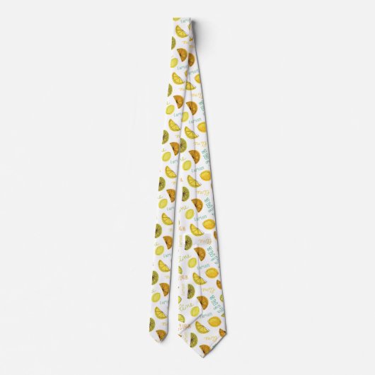 Lemon & Lime Citrus Fruit Pattern Stropdas (Achterkant)