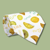 Lemon & Lime Citrus Fruit Pattern Stropdas