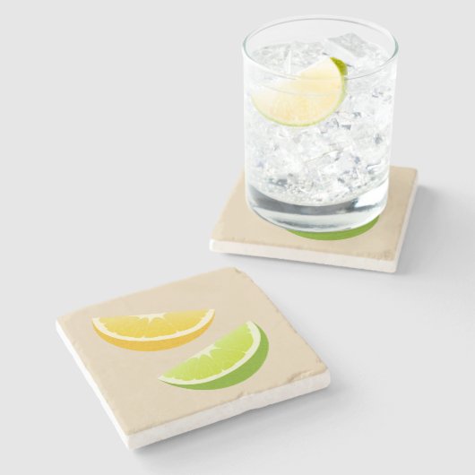 Lemon & Lime Citrus Stone Coaster Stenen Onderzetter (Zijkant)