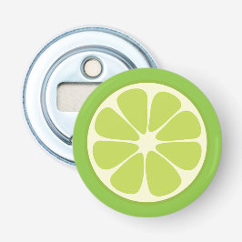 Lemon Lime Green Juicy Summer Citrus Fruit Slice Button Flesopener