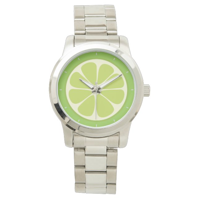 Lemon Lime Green Juicy Summer Citrus Fruit Slice Horloge (Voorkant)