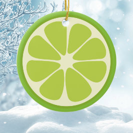Lemon Lime Green Juicy Summer Citrus Fruit Slice Keramisch Ornament