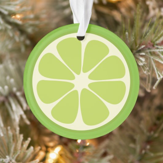 Lemon Lime Green Juicy Summer Citrus Fruit Slice Ornament (Boom)
