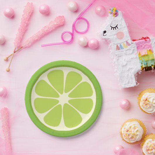 Lemon Lime Green Juicy Summer Citrus Fruit Slice Papieren Bordje (Feest)