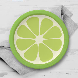 Lemon Lime Green Juicy Summer Citrus Fruit Slice Papieren Bordje
