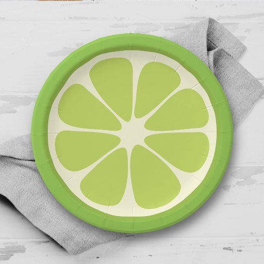 Lemon Lime Green Juicy Summer Citrus Fruit Slice Papieren Bordje