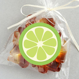 Lemon Lime Green Juicy Summer Citrus Fruit Slice Ronde Sticker