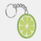 Lemon Lime Green Juicy Summer Citrus Fruit Slice Sleutelhanger (Voorkant Links)