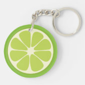 Lemon Lime Green Juicy Summer Citrus Fruit Slice Sleutelhanger (Achterkant)