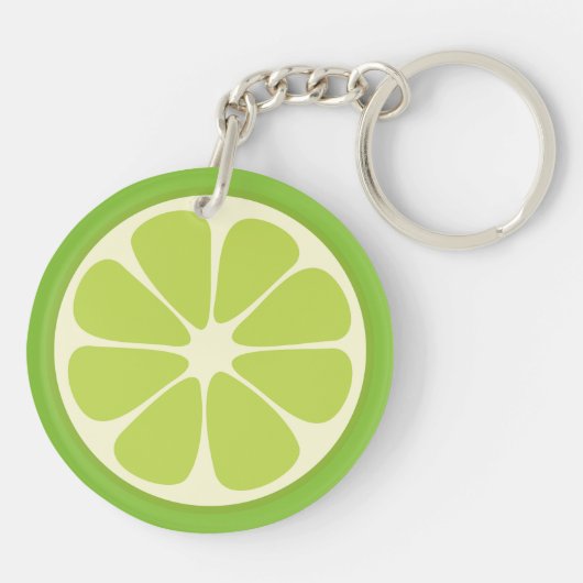 Lemon Lime Green Juicy Summer Citrus Fruit Slice Sleutelhanger (Achterkant)