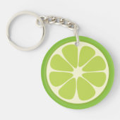Lemon Lime Green Juicy Summer Citrus Fruit Slice Sleutelhanger (Voorkant)