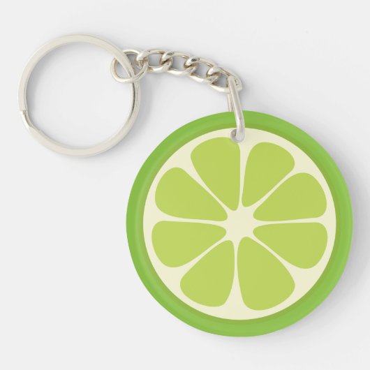 Lemon Lime Green Juicy Summer Citrus Fruit Slice Sleutelhanger (Voorkant)