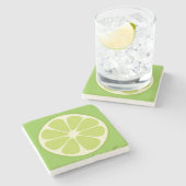 Lemon Lime Green Juicy Summer Citrus Fruit Slice Stenen Onderzetter (Zijkant)