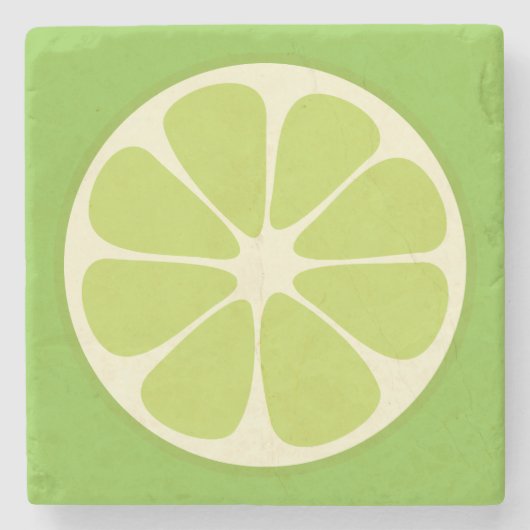 Lemon Lime Green Juicy Summer Citrus Fruit Slice Stenen Onderzetter (Voorkant)