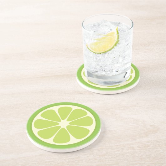 Lemon Lime Green Juicy Summer Citrus Fruit Slice Zandsteen Onderzetter (Zijkant)