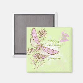 Lemon Lime Pink Butterfly Magneet