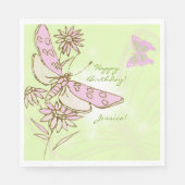 Lemon Lime Pink Butterfly Servet (Voorkant)