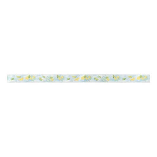 Lemon Lime Plaid Ribbon | Gin & Tonic Party Style Satijnen Lint (Voorkant)