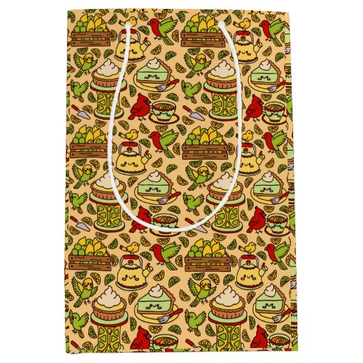 Lemon & Lime Twitter pattern Medium Cadeauzakje (Voorkant)