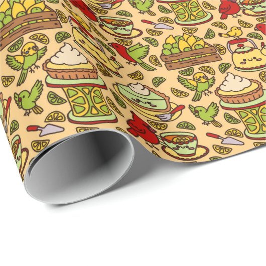 Lemon & Lime Twitter pattern wrapping paper Cadeaupapier (Rol Hoek)